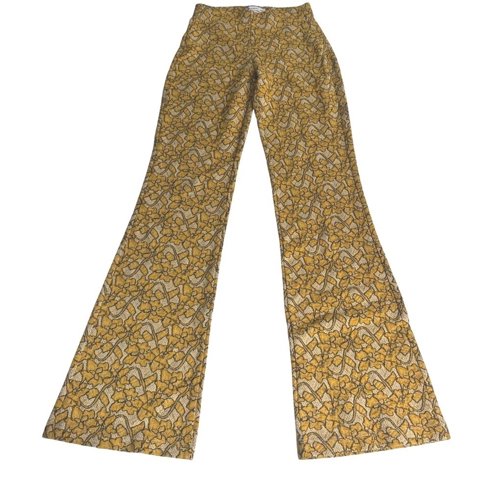 Urban Outfitters ~ yellow hippie floral Bell bottoms | retro size 70s style xs
